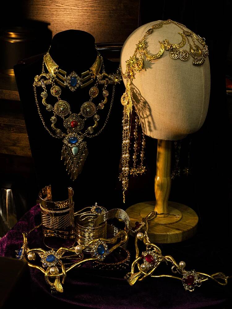 Cosplay Prop Making - コスプレ衣装,エジプトのファラオの頭飾り,金属製のアクセサリー,娘の帽子,ネックレス,ハロウィーンの写真アクセサリー