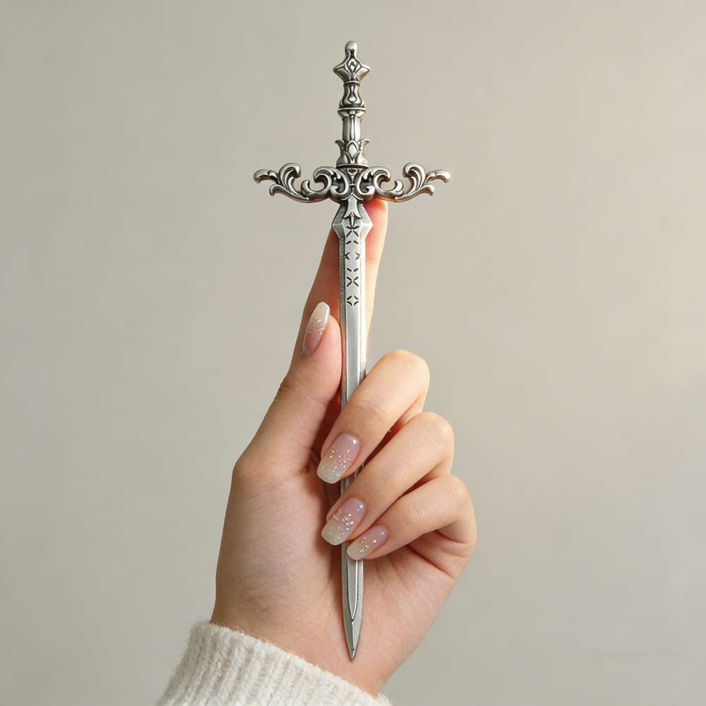 1pc シルバートーンの剣ヘアスティック華やかな星中世ファン - Cosplay Prop Dagger のレビューと価格